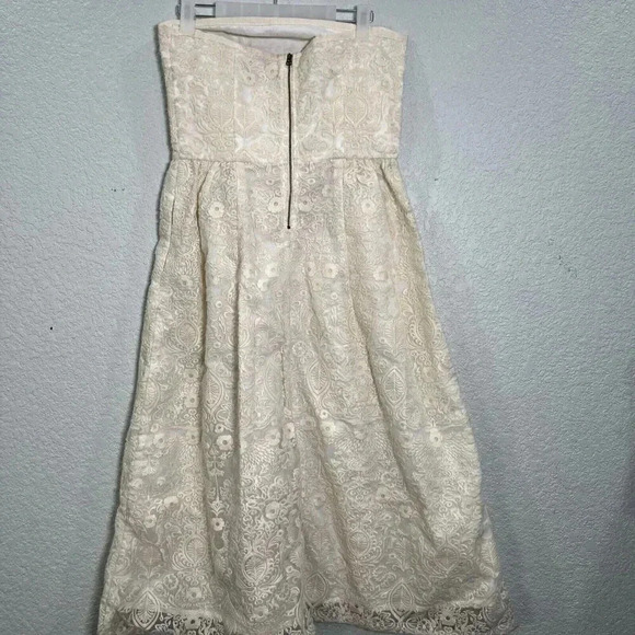 Sea Ny Jacquard Strapless Cocktail Dress Size 8 Formal Event Bridal Event Ivory - Picture 3 of 9